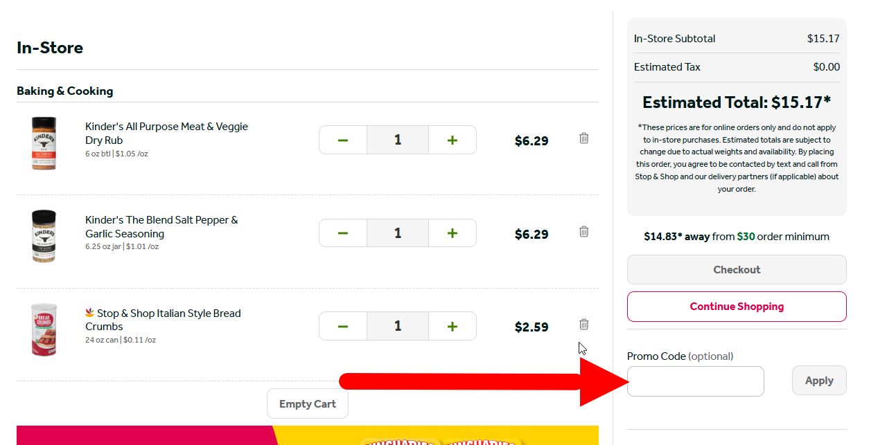 “How to apply a Stop&Shop promo code”